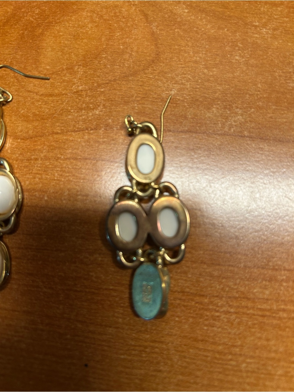 Banana Republic Gold-Tone Earrings with White Cabochons - Picture 2 of 3